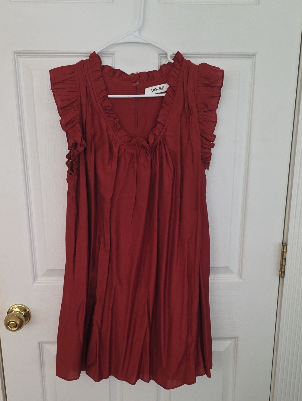 DO+BE Girls' Rust Red Ruffle Sleeve Sundress Size M